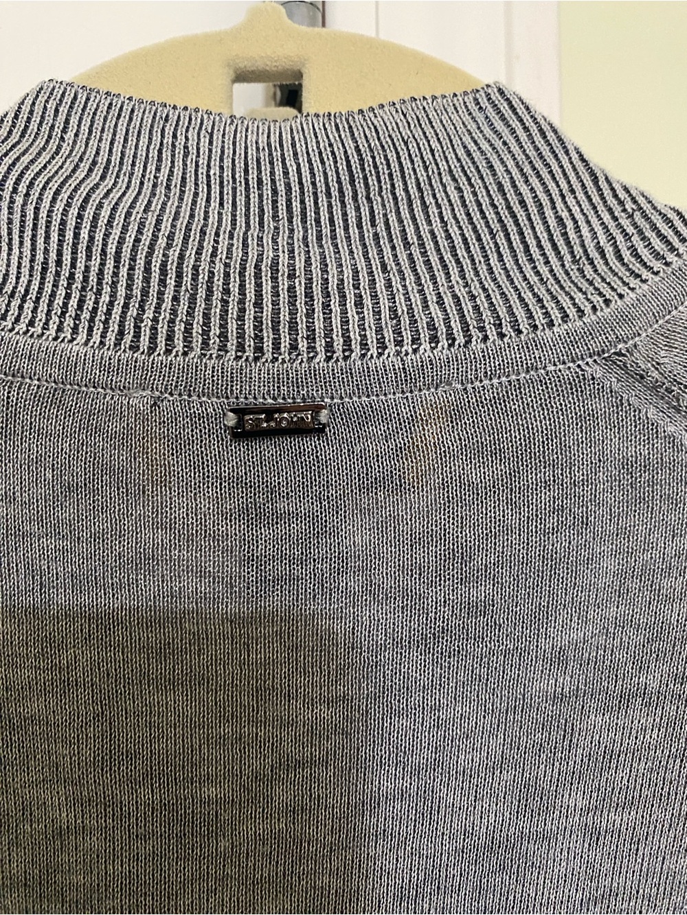St. John Grey Ribbed Zip Knit Jacket - Picture 6 of 7